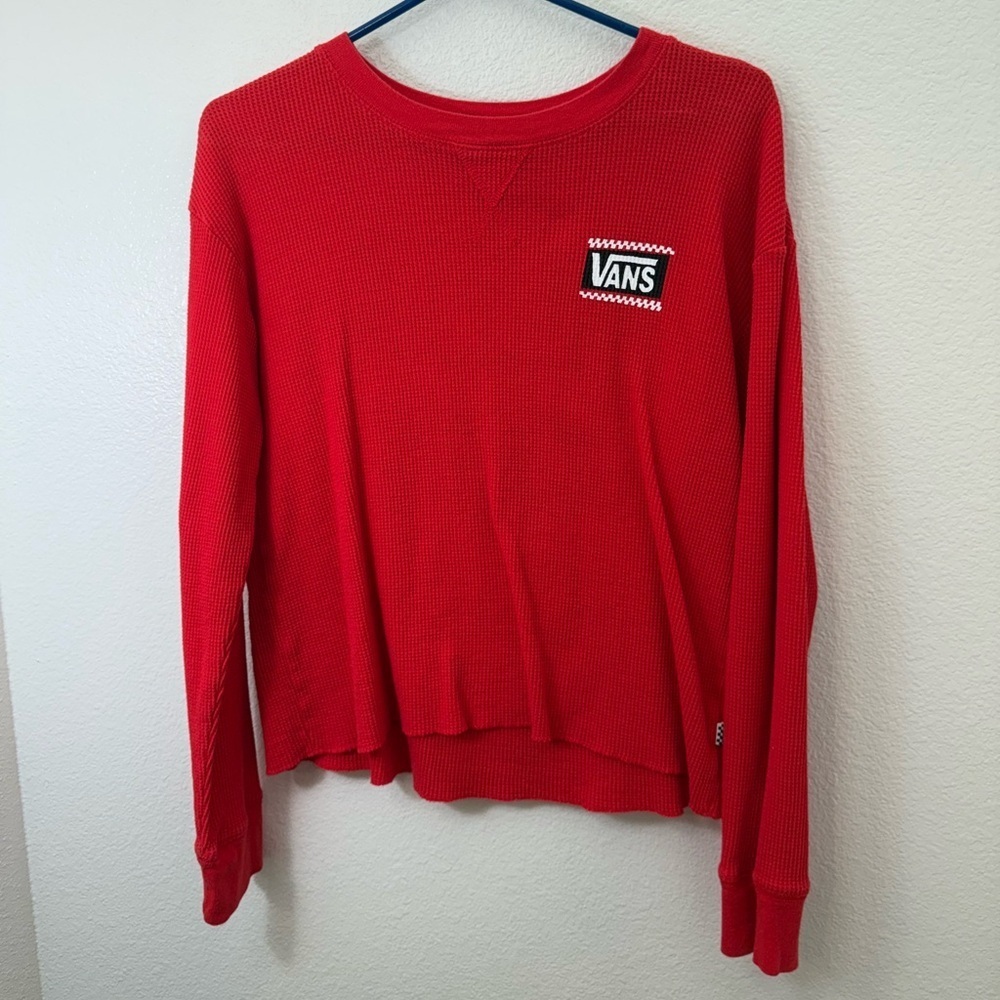 Vans Off The Wall Waffle Long Sleeve Thermal Shirt Red Size Small